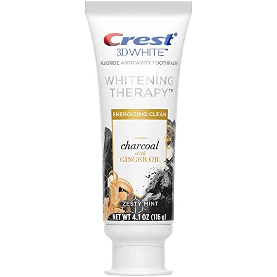 Crest Charcoal 3D White Toothpaste, Whitening Therapy, With Ginger Oil, Zesty Mint Flavor, 4.1 Oz, 6.148 Lb