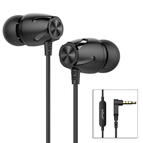 Metal In Ear Headphones, ieGeek Wired Earphones Earbus with Microphone Noise Cancelling Earbuds, Heavy Deep Bass Tangle Free for iPhone, iPod, iPad, Samsung Galaxy, HTC, Nexus, Android, PC, Laptop, MP3 Player etc - Black