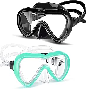 Supertrip Adult Swim Goggles Swimming Goggles, 2 Pack Snorkel Mask Diving Mask with Nose Cover, Tempered Glass Scuba Swim Mask Snorkeling Mask for Adult Men Women Youth