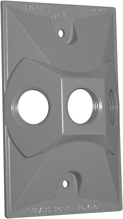 Sigma Engineered Solutions, Gray Weatherproof 14373 1/2-Inch 3 Hole 1-Gang Lamp Holder Cover