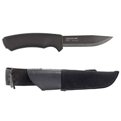 Morakniv Bushcraft Black Blade Tactical Knife with 0.125/4.3-Inch Carbon Steel Blade and MOLLE-Compatible Sheath