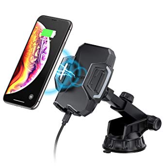 CHOETECH Adjustable 7.5W Qi Wireless Car Charger Mount Compatible with Apple iPhone XR/XS/XS Max/X/8,10W for Galaxy S10/S10 /S10E/Note 9/S9/S8, 5W for HUAWEI Mate 20 Pro Car Charger Phone Holder