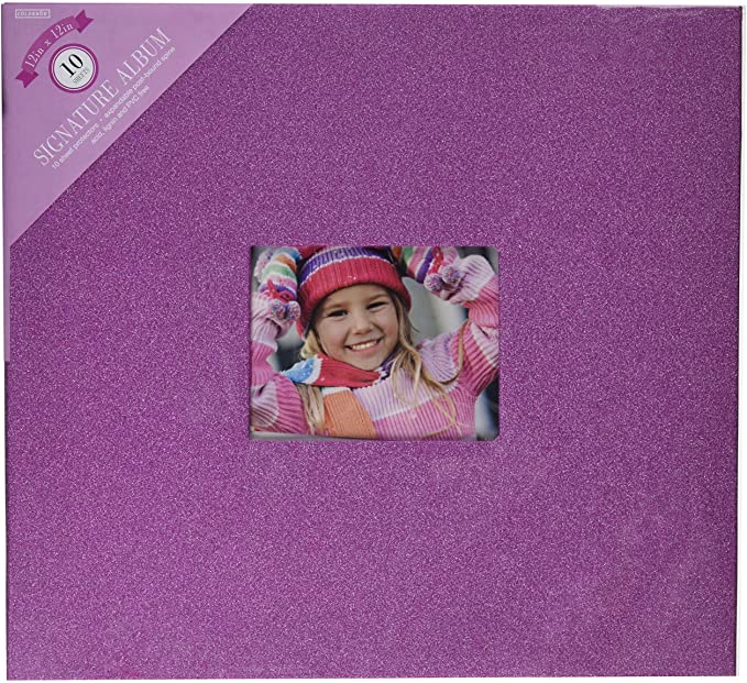 Colorbok Glitter Post Bound Album, 12 by 12", Pink