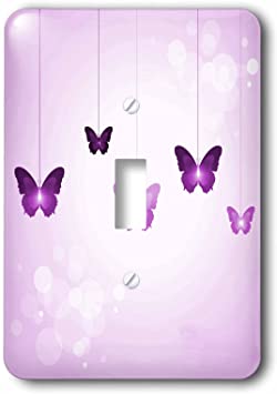 3dRose lsp_78670_1 Cute Dark and Light Purple Dangling Butterflies Single Toggle Switch, Multicolor