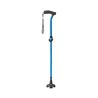Medline TriGlide Folding Cane, Mimics Ankle Movement, Adjusts 32-37", 350 Ibs. Capacity, Blue - for Seniors & Adults While Walking, Balance, Mobility Aid