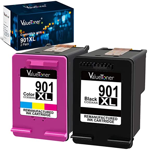 Valuetoner Remanufactured Ink Cartridge Replacement for HP 901XL 901 XL Compatible with Officejet 4500, J4524, J4540, J4550, J4580, J4624, J4680 Printer High Yield (1 Black, 1 Tri-Color, 2 Pack)