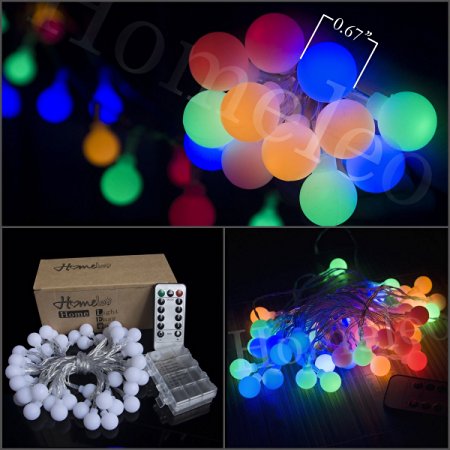 Homeleo 16.4ft 50led Remote Dimmable Globe String Lights, Battery Powered Multi-color Colorful Ball Starry Blinking Twinkle Flashing Fairy Starry Light String