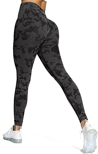 Aoxjox Yoga Outfit for Women Seamless 2 Piece Workout Gym High Waist Leggings with Long Sleeve Crop Top Set