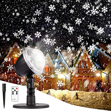 Christmas Projector Lights Outdoor LED Snowflake Christmas Lights with Remote Control, Outdoor Landscape Patio Garden Decorative Lighting for Christmas Xmas Holiday Birthday Party Stage