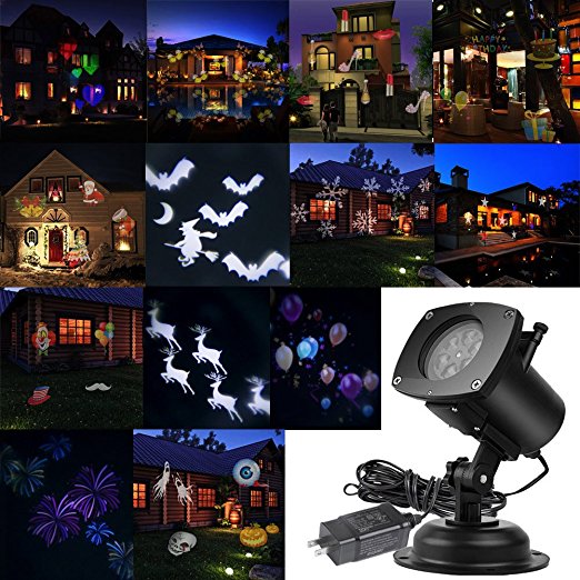 AcTopp Christmas Projector Lights Outdoor Holiday Light Projector with 12 1 Switchable Pattern Lens Led Landscape Spotlight, Valentine's Day Motion Lamp Lights for Garden Home Decoration Birthday