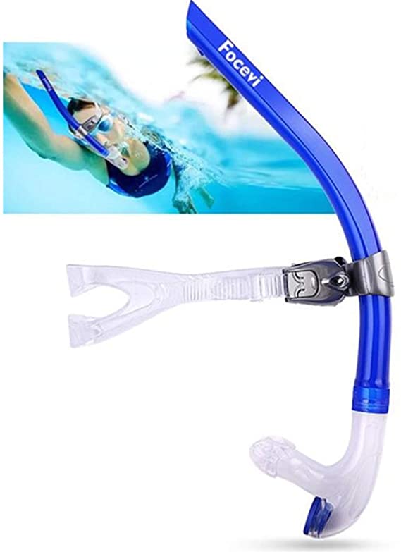 Swim Snorkel for Lap Swimming,Adult Swimmers Snorkeling Gear for Swimming Snorkel Training in Pool and Open Water,Center Mount Comfortable Silicone Mouthpiece One-Way Purge Valve
