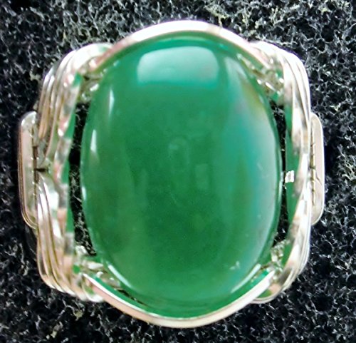 Green Jade .925 Sterling Silver Unisex Ring Size 5 -13 Art Jewelry HGJ