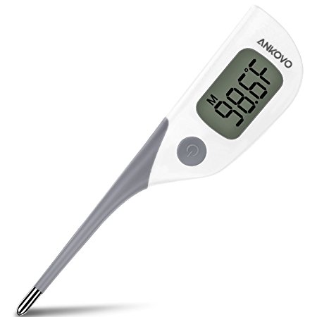 ANKOVO Waterproof Fast 8 Seconds Reading Digital Basal Rectal Baby Thermometer for Oral and Armpit with Fever Indicator FDA and CE Approved