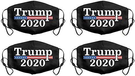 Keeplus 4Pcs Trump 2020 Reusable Mask Print Pattern Face 𝗠𝗮𝘀𝗸 Washable Cloth 𝗠𝗮𝘀𝗸 Balaclava Outdoor (Black)