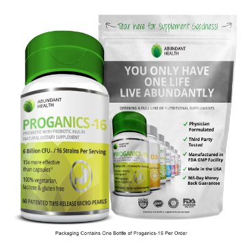 Best Probiotic Supplement - 60 One-A-Day Easy to Swallow Time Release Pearls - 15x More Effective than Capsules - 6 billion CFU16 Strains also contains prebiotics