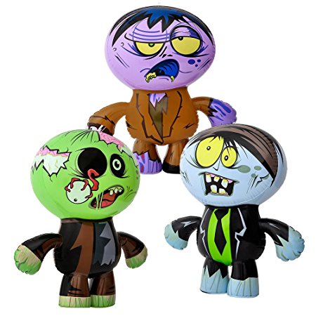 Set of 3 Crazy Inflatable Zombies (24") Party Decor/Favor/Giveaway/Toy