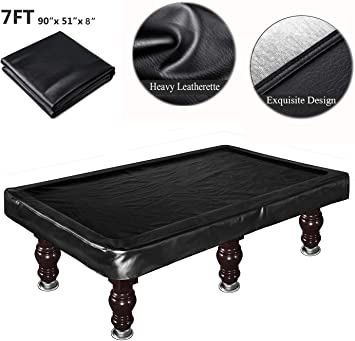 Kohree 7/8/9FT Heavy Duty Leatherette Billiard Pool Table Cover, Waterproof & UV Protection, 7/8/9 Foot Fitted (Brown/Black)
