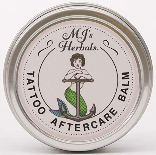 MJ’s Herbals Tattoo Aftercare Balm - Two Ounce Concentrate: Organic Herbs and Oils, Salve, Ointment, Moisturizer, Handmade in Brooklyn USA, No Paraben, No Lanolin, No Gluten, No Animal Testing