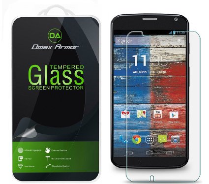 Moto X (1st Gen) Glass Screen Protector, Dmax Armor® Ballistics [Tempered Glass] Motorola Moto X (1st Generation), 99% Touch-screen Accurate, Anti-Fingerprint, Bubble Free, [0.3mm]-Retail Packaging