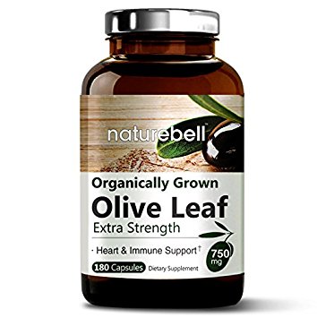 NatureBell Maximum Strength Olive Leaf Extract 750 mg, 180 Capsules, Powerful Immune System, Cardiovascular Health & Antioxidant Support, Non-GMO & Made In USA