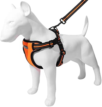 Hikiko No Pull Dog Harness, Walking Pet Harness with Dog Leash   Dog Collar Adjustable Outdoor Reflective Oxford Material Pet Vest for Dogs Easy Control for Medium to Large Breed Dogs