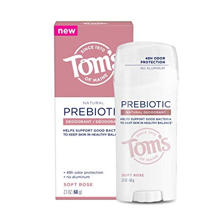 Tom's of Maine Prebiotic Aluminum-Free Natural Deodorant, Deodorant for Women, Soft Rose, 2.1 oz.