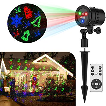 GameWill Laser Christmas Lights Red Green and Blue Star Christmas Laser Lights Projector With 19 Slides Pattern Show Decoration for Xmas Holiday Party