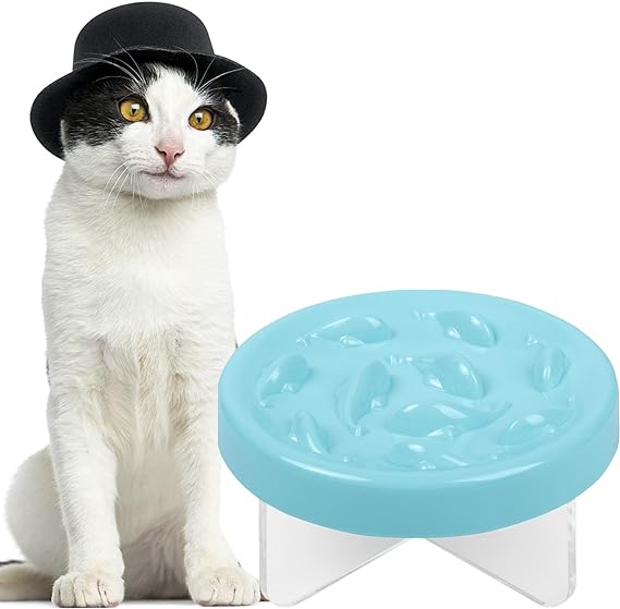 Slow Feeder Bowl for Cats and Small Dogs,Cilkus Fish Pool Design, Fun Interactive Bloat Stop Puzzle Feeder Bowl Healthy Eating Diet Made of Melamine Food Grade Material Dishwasher Safe