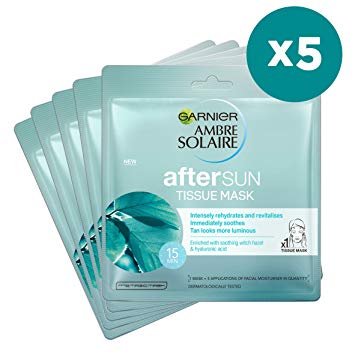 Ambre Solaire After Sun Cooling Face Sheet Masks Multipack Kit, 5-Piece