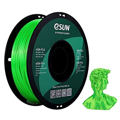 eSUN Silk PLA 3D Printer Filament, Dimensional Accuracy  /- 0.03 mm, 1 kg Spool, 1.75 mm, Green