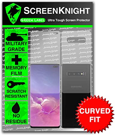 ScreenKnight Samsung Galaxy S10  Screen Protector - [For Galaxy S10 Plus Curved Fit - Full Body Military shield - Front & Back