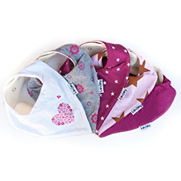 Lovjoy Bandana Drool Baby bibs (5 PACK - PRETTY PINKS) Super Absorbent & Soft for Ultimate Comfort with Adjustable Snaps- Cute Baby Gift for Boys & Girls.