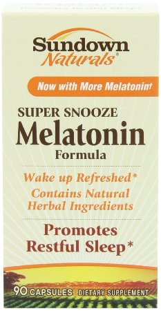 Sundown Naturals Super Snooze with Melatonin Nightime Formula Capsules, 90 Count