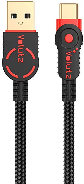 Volutz USB Type C Cable, USB A 2.0 to USB-C Fast Charger, Nylon Braided Cord for Samsung Galaxy S10 S9 S8 Plus Note 9/8, LG V20 G5 G6 Moto Z, Nintendo Switch and More USB C Devices - 1m / 3.3ft (red)