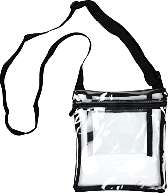 Youngever Clear Cross-Body Purse, Stadium Approved Clear Vinyl Bag, Adjustable Cross-Body Strap, Extra Inside Pocket (Pack of 1), Clear, Pack of 1