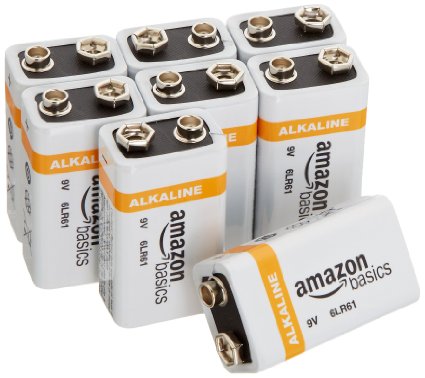 AmazonBasics 9 Volt Everyday Alkaline Batteries 8-Pack