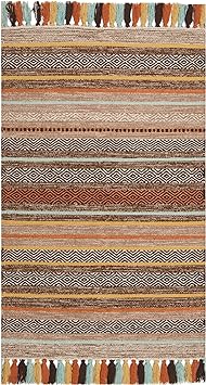 SAFAVIEH Montauk Collection Accent Rug - 2'6" x 4', Brown & Multi, Handmade Boho Stripe Fringe Cotton, Ideal for High Traffic Areas in Entryway, Living Room, Bedroom (MTK901H)