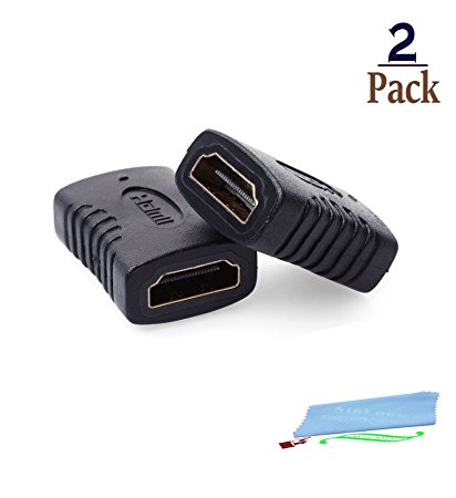 SinLoon（2-PACK) HDMI Coupler Female to HDMI Female HDMI Connection Adapter,In-Line Coupler M-AV003,HDMI straight head, HDMI Prolong the plug(HDMI orbit straight head)-L=41.2mm Black