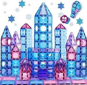 TOY Life Magnetic Tiles for Toddlers 1-3 46 Pcs Magnetic Tiles for Kids Ages 3-5 Magnet Frozen Building Toys Magnet Tiles Magnetic Building Tiles for Kids Ages 4-8 Learning Toys Gifts for Boy Girl