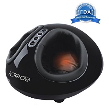 IDODO Electric Shiatsu Foot Massager with Mild Heating Deep Kneading Rolling Vibration Display Air Pressure Relax 110v(Black)