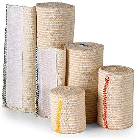 Hook and Loop Closure Elastic Bandage Wraps - Premium Variety Pack of 4, 2 3 4 6 inch x 5 Yards per Roll - Latex Free Reusable Compression Stretch Roll for First Aid, Medical, Sports Injury Recovery