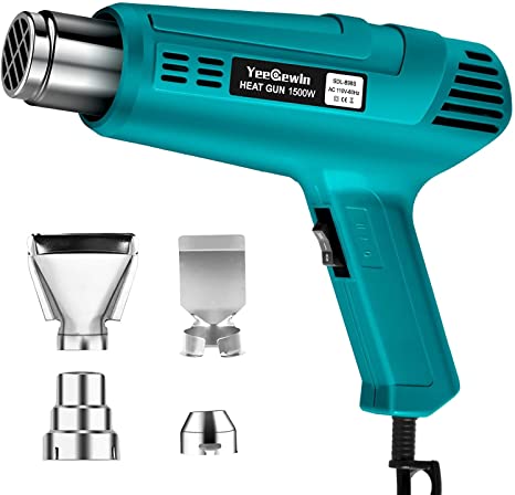 Yeegewin Heat Gun Dual Temperature Settings 800℉&1112℉, Heavy Duty Hot Air Gun Kit with 4 Nozzles, Overload Protection for Crafts, Stripping Paint, Shrinking Tube and PVC