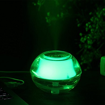 Soondar® Crystal Night Light Humidifier Atomizer Air Humidifier LED Ultrasonic Purifier Diffuser with USB (Green)
