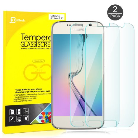 Galaxy S6 Screen Protector, JETech 2-Pack Premium Tempered Glass Screen Protector Film for Samsung Galaxy S6