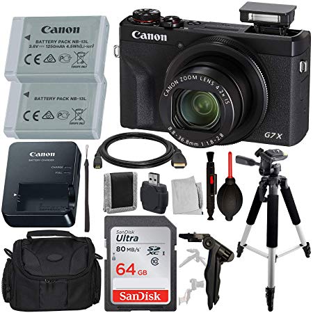 Canon PowerShot G7 X Mark III Digital Camera with Advanced Accessory Bundle – Includes: SanDisk Ultra 64GB SDXC Memory Card, Extended Life Battery, 57” Professional Tripod, Carrying Case & More