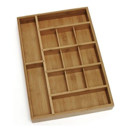 Lipper International Bamboo Organizer with 3 Removable Dividers