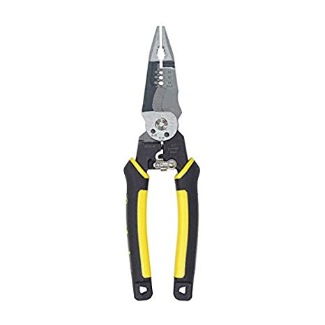 Southwire Tools & Equipment S7N1HD 7-In-1 Multi-Tool Plier: Shears 6-32 & 8-32 Bolts, Grips, Strips 10-14 AWG SOL & 12-16 AWG STR, Bolt spanner, Bolt shears, Crimper, Reamer; Heavy Duty Forged Steel