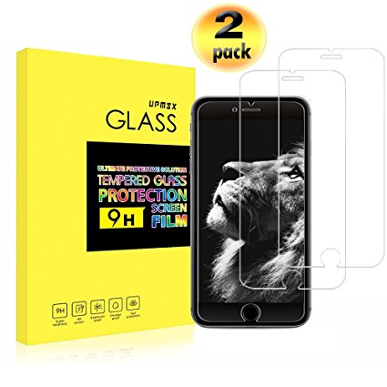 UPMSX iPhone 6s Screen Protector [2 Pack] [9H Hardness] [Crystal Clear] [Bubble Free] [3D Touch Compatible] Tempered Glass Screen Protector for iPhone 6s