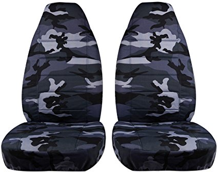 Camouflage Car Seat Covers: Gray Camo - Semi-custom Fit - Front - Will Make Fit ANY Car/Truck/Van/SUV (19 Prints)