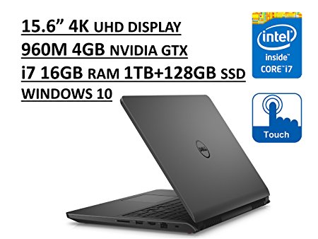 Dell Inspiron 7000 i7559 15.6" UHD (3840x2160) 4K TouchScreen Gaming Laptop: Intel Quad-Core i7-6700HQ | 16GB RAM | NVIDIA GTX 960M 4GB | 1TB   128GB SSD | Backlit Keyboard | Windows 10 - Grey